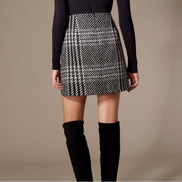 Karen Millen Monochrome Plaid Mini Skirt Black & White Plaid Size 8 wool blend - Picture 13 of 17